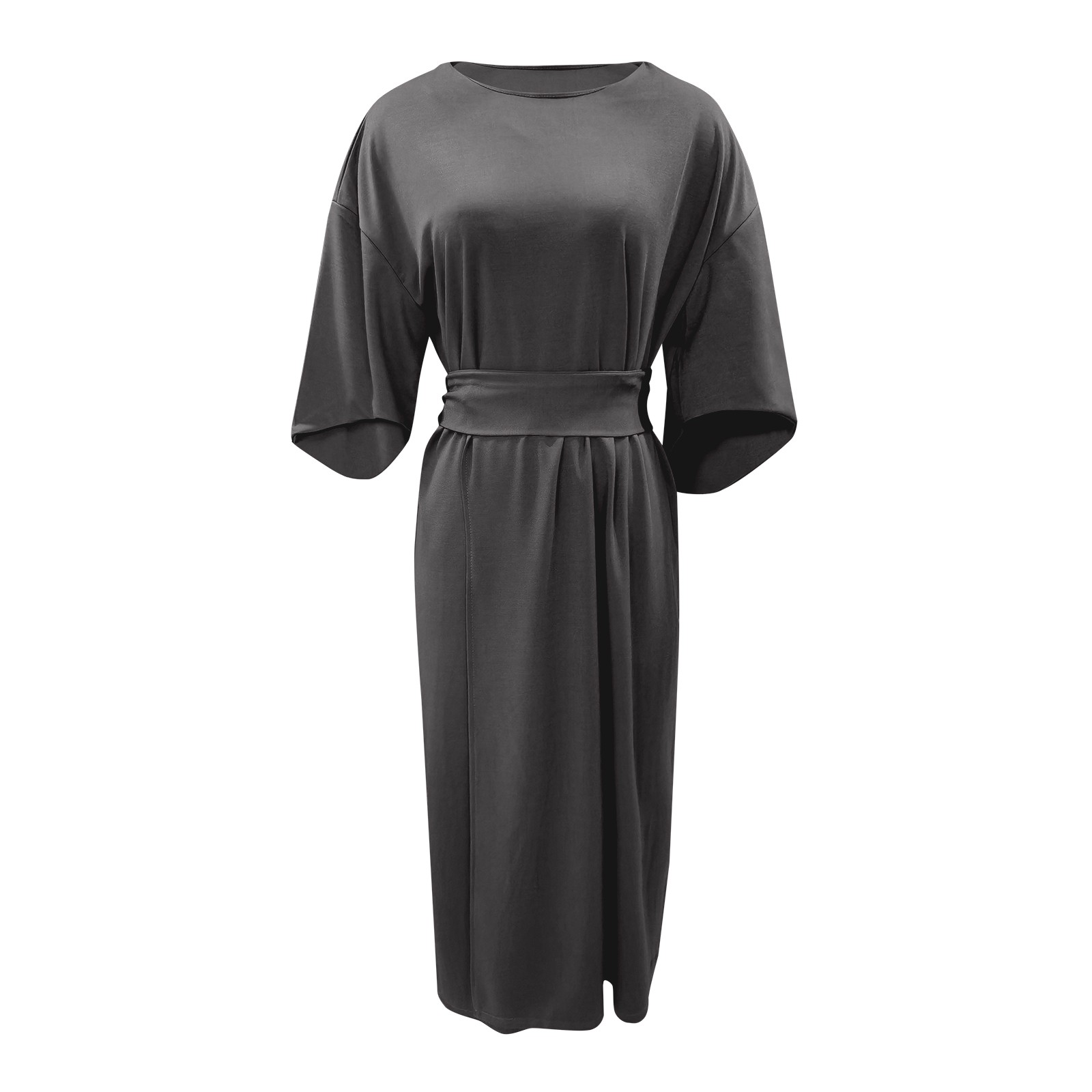 thumbnail image 4 of 2025 Vestido elegante de color liso para mujer - Vestido informal con mangas murciélago - Poliéster/spandex, estampado de bikini, pareo de playa, 4 of 4